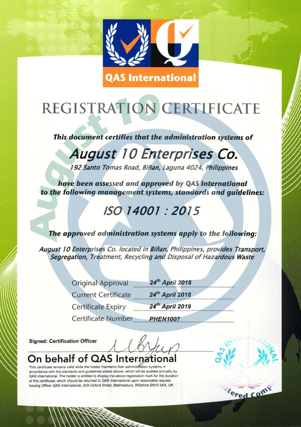 QAS International ISO14001:2015