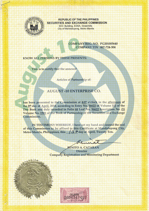SEC Registration August 10 Enterprises